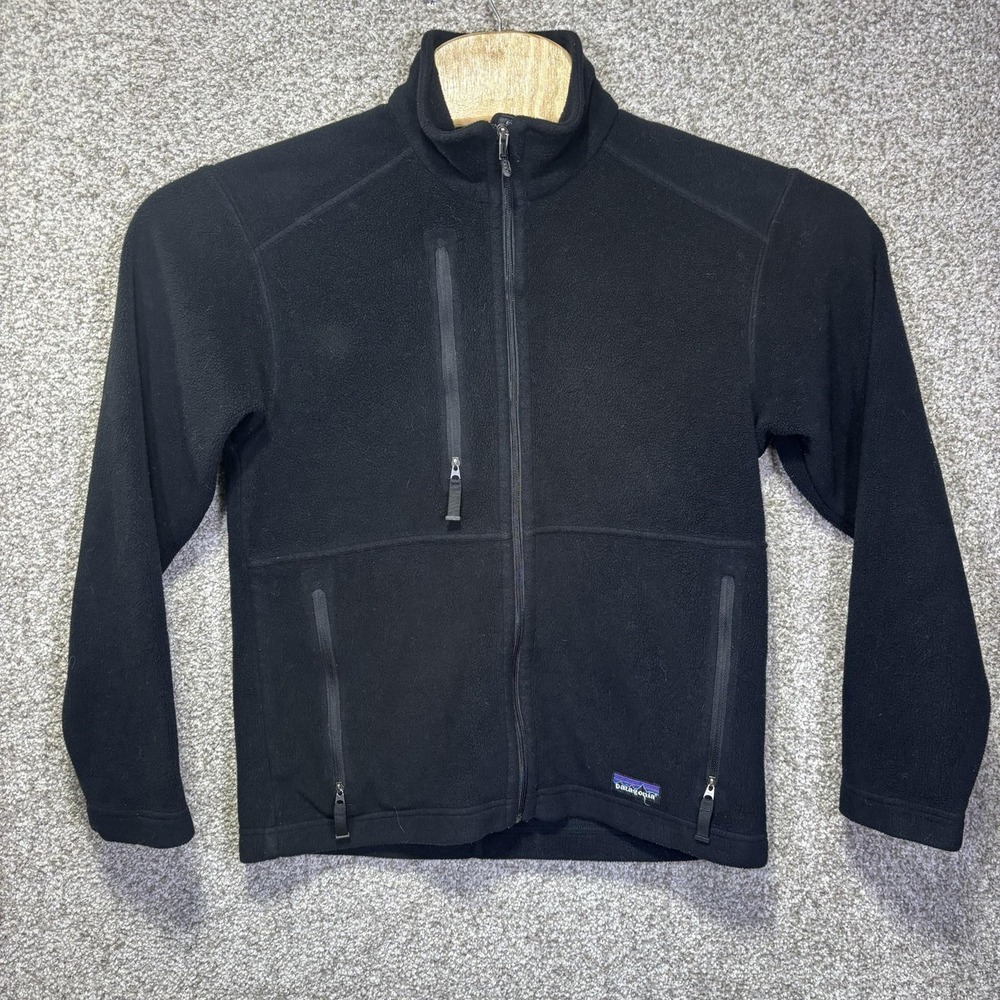 Patagonia Synchilla Jacket Mens XS Black Fleece Full Zip Pockets Hiking Outdoor